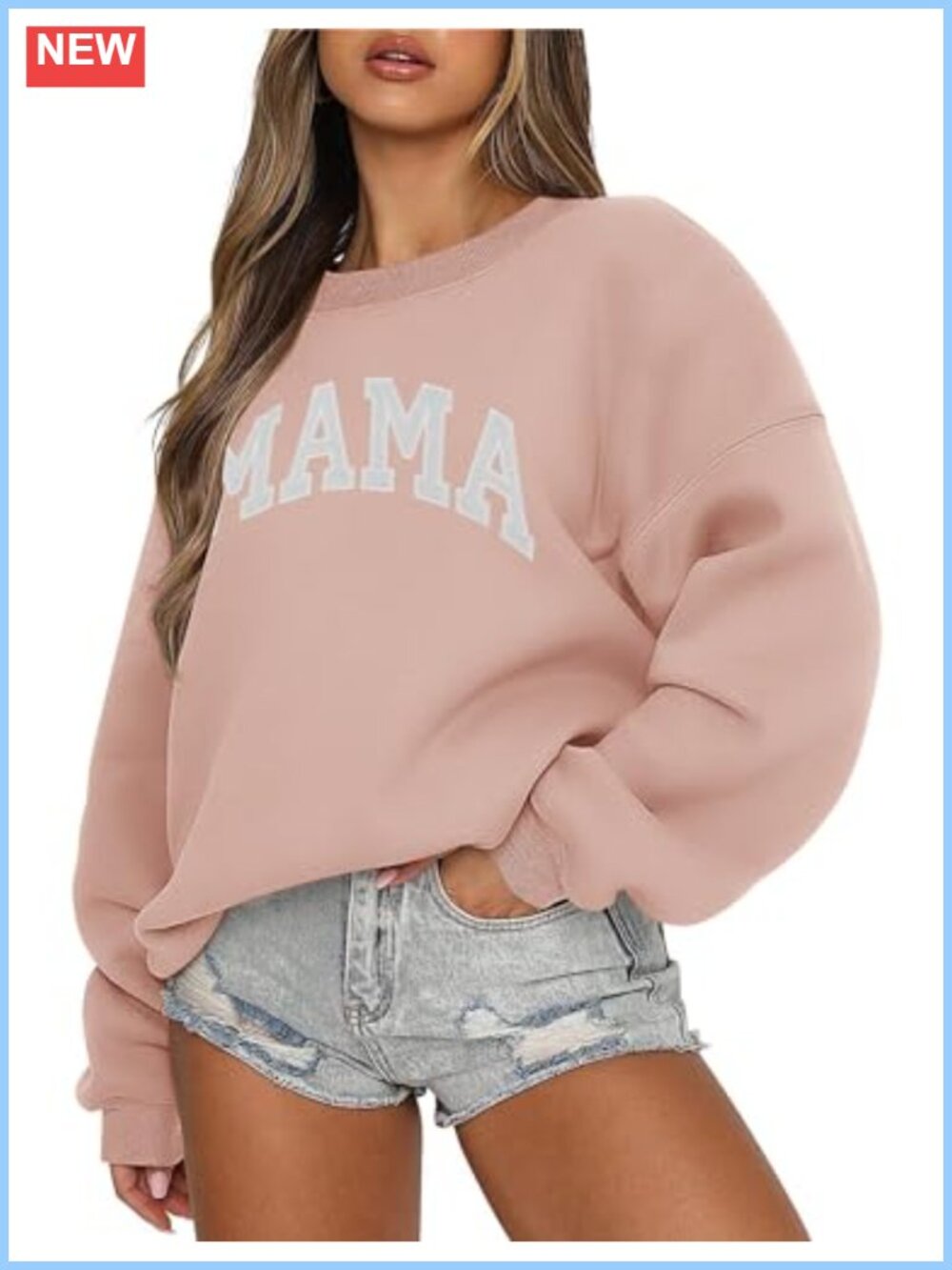 Women's Crewneck Oversized Pullover Sweatshirt Fleece Lined Long Sleeve